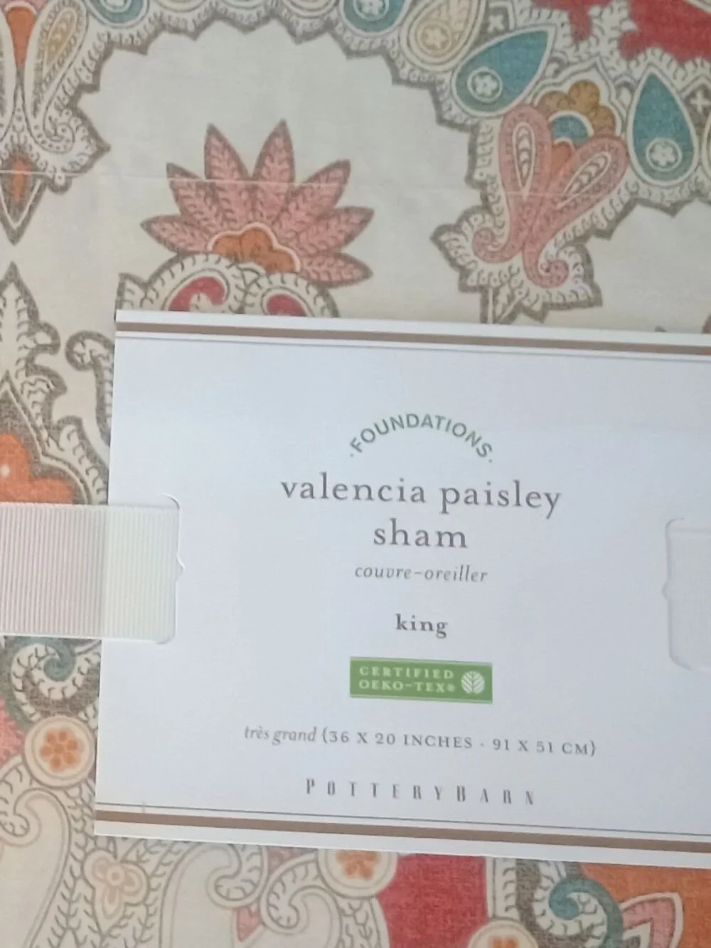 Pottery Barn Valencia Paisley Cal King Duvet , 2 Euro Sham, pillow cover. NEW